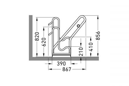 Fahrradständer F 2470 mit Anlehnbügel, einseitige Radeinstellung