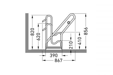 Fahrradständer F 2470 mit Anlehnbügel, einseitige Radeinstellung