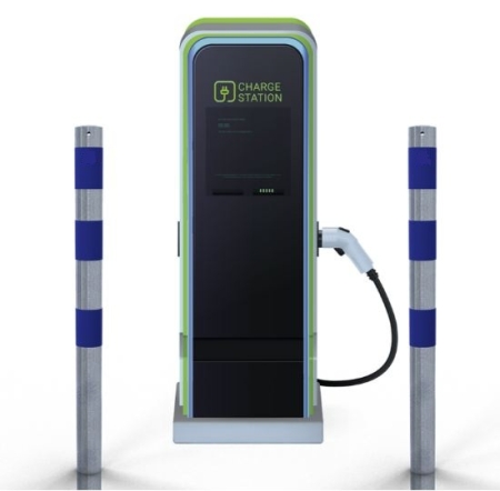Absperrpfosten P 15500 als E-Ladesäulenschutz