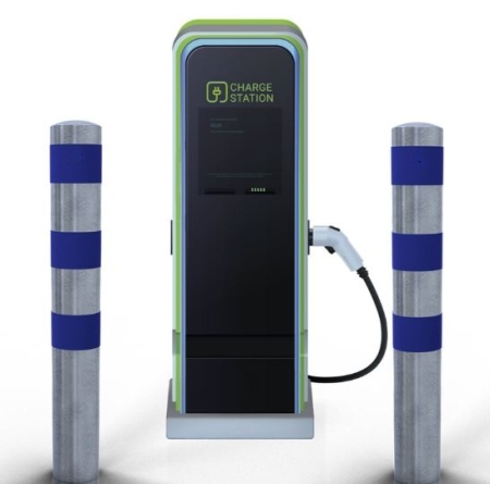 Absperrpfosten P 15520 als E-Ladesäulenschutz