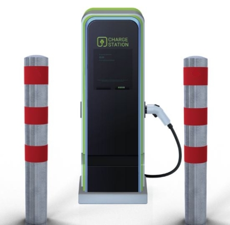Absperrpfosten P 15520 als E-Ladesäulenschutz