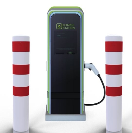 Absperrpfosten P 15520 als E-Ladesäulenschutz