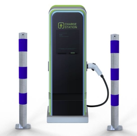 Absperrpfosten P 15540 als E-Ladesäulenschutz