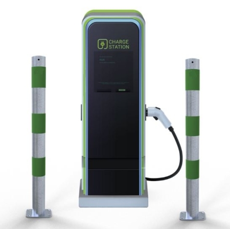 Absperrpfosten P 15540 als E-Ladesäulenschutz