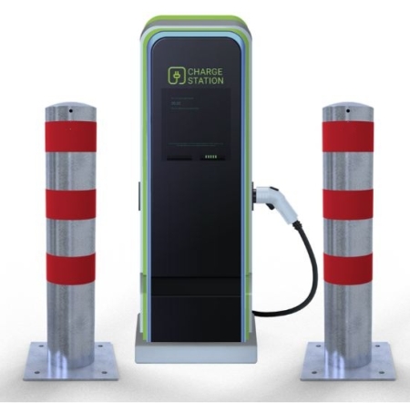Absperrpfosten P 15560 als E-Ladesäulenschutz