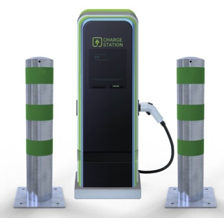 Absperrpfosten P 15560 als E-Ladesäulenschutz