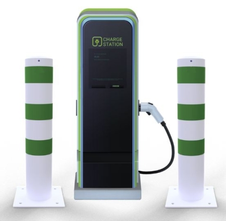 Absperrpfosten P 15560 als E-Ladesäulenschutz