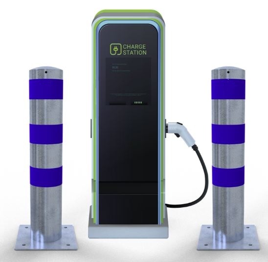 Absperrpfosten P 15560 als E-Ladesäulenschutz