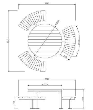 Bank-Tisch-Kombination B 50160
