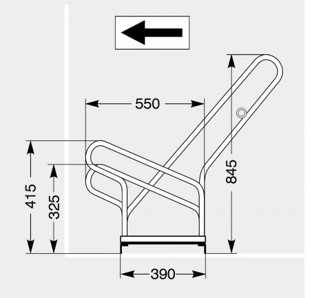 Fahrradständer F 2440 mit Anlehnbügel, einseitige Radeinstellung